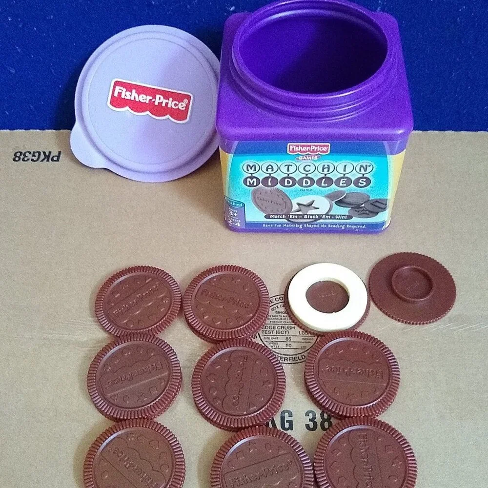 Fisher Price 2008 Matching Middles Game shapes + Cookies A B C + Talking Jar Num